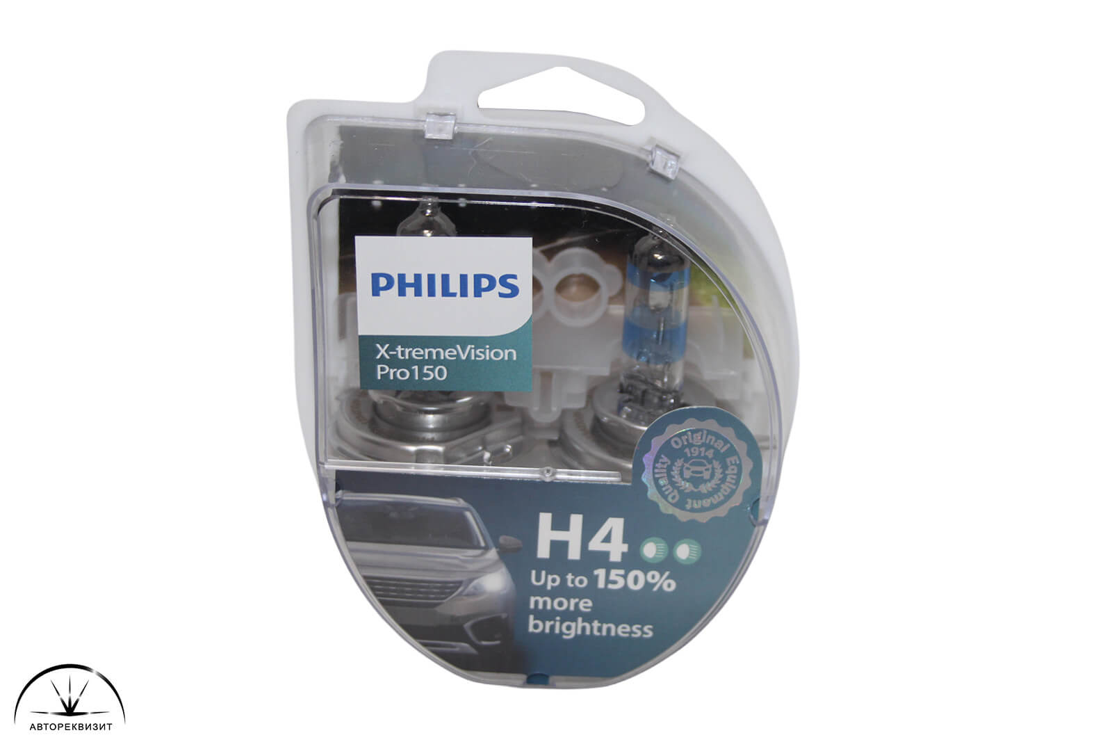 Автолампа PHILIPS 12V 60/55W H4 X-treme Vision Pro150 +150% 3700K, бокс 2шт
