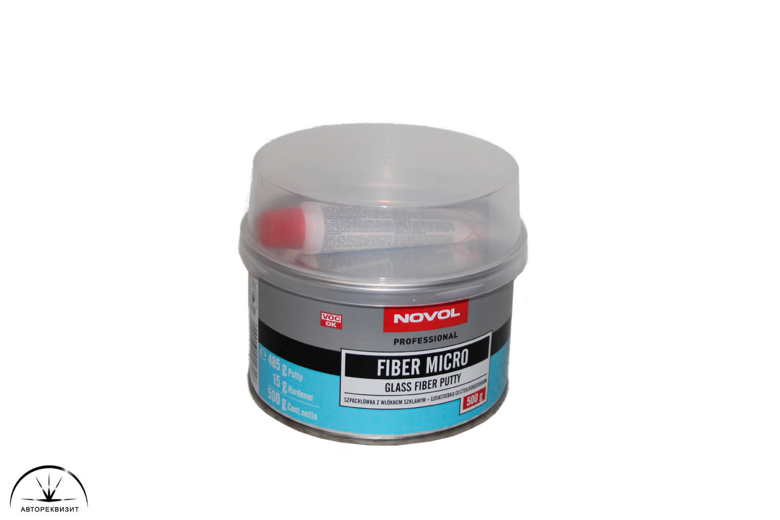 Шпатлевка Novol Fiber Micro с микро стекловолокном (шпатл.485г+отв.15г), 500г