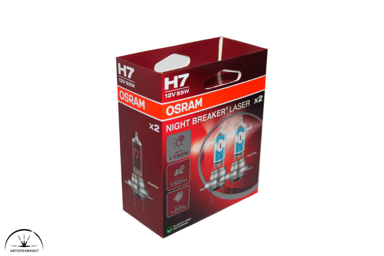 Автолампа OSRAM 12V 55W H7 Night Breaker Laser +150% 3750K, евробокс 2шт