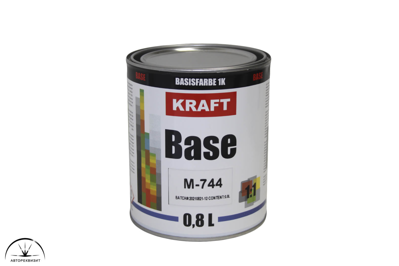 Эмаль базовая Kraft Base 1:1, M-744 мелкое серебро, 0,8л