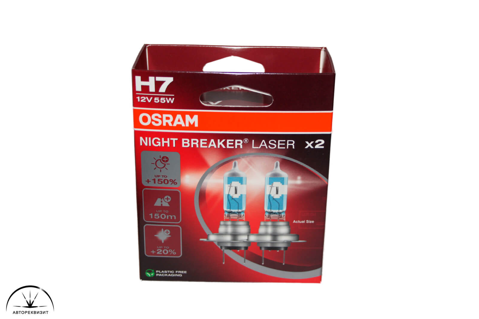 Автолампа OSRAM 12V 55W H7 Night Breaker Laser +150% 3750K, евробокс 2шт