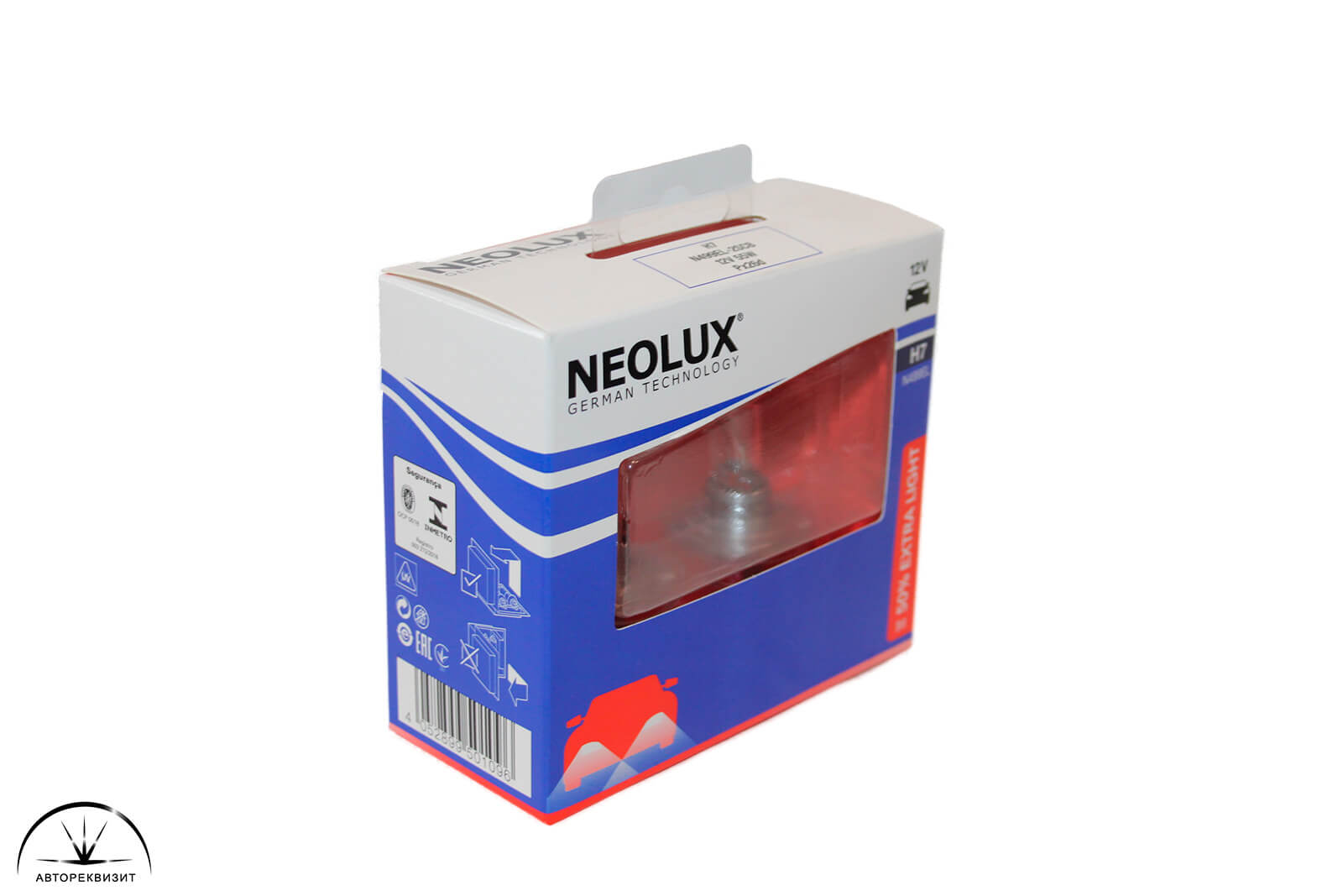 Автолампа NEOLUX 12V 55W H7 +50% EXTRA LIGHT, евробокс 2шт.