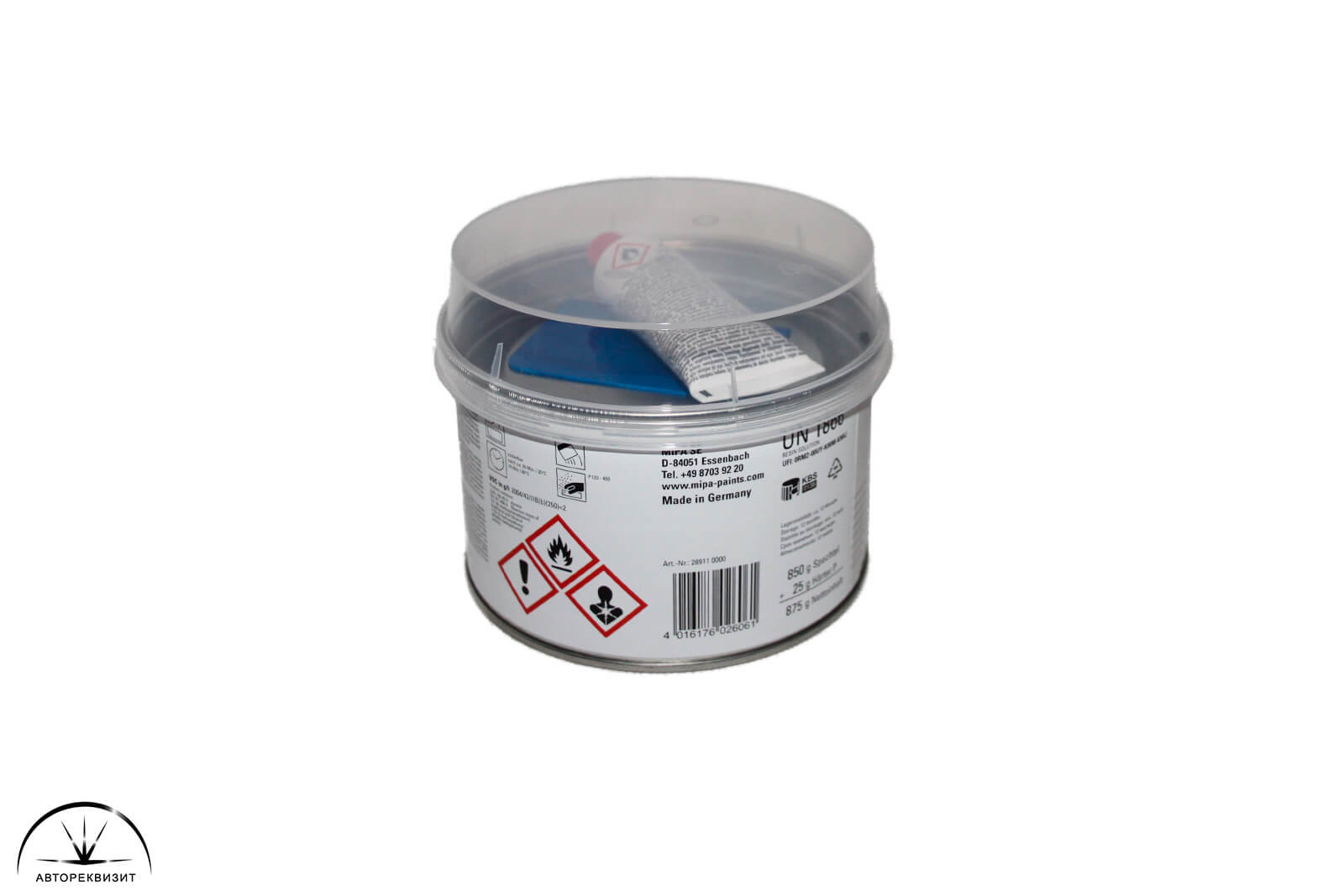 Шпатлевка Mipa P 55 PE-Zinkfaserspachtel Fiber цинк-стекловолокно лёгкая (850г+25г), 875г